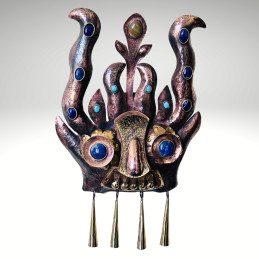 Máscara Tirana en Cobre con aplicaciones en Bronce