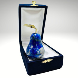 Pera en Lapislázuli con Hojas en Bronce