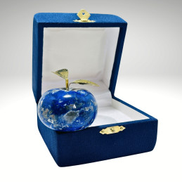 Manzana en Lapislázuli con Hojas en Bronce
