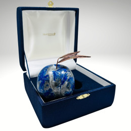 Manzana en Lapislázuli con Hojas en Cobre