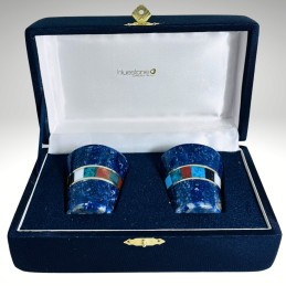 Set 2 Vasos Sake en Lapislázuli con Aplicación en Diferentes Piedras
