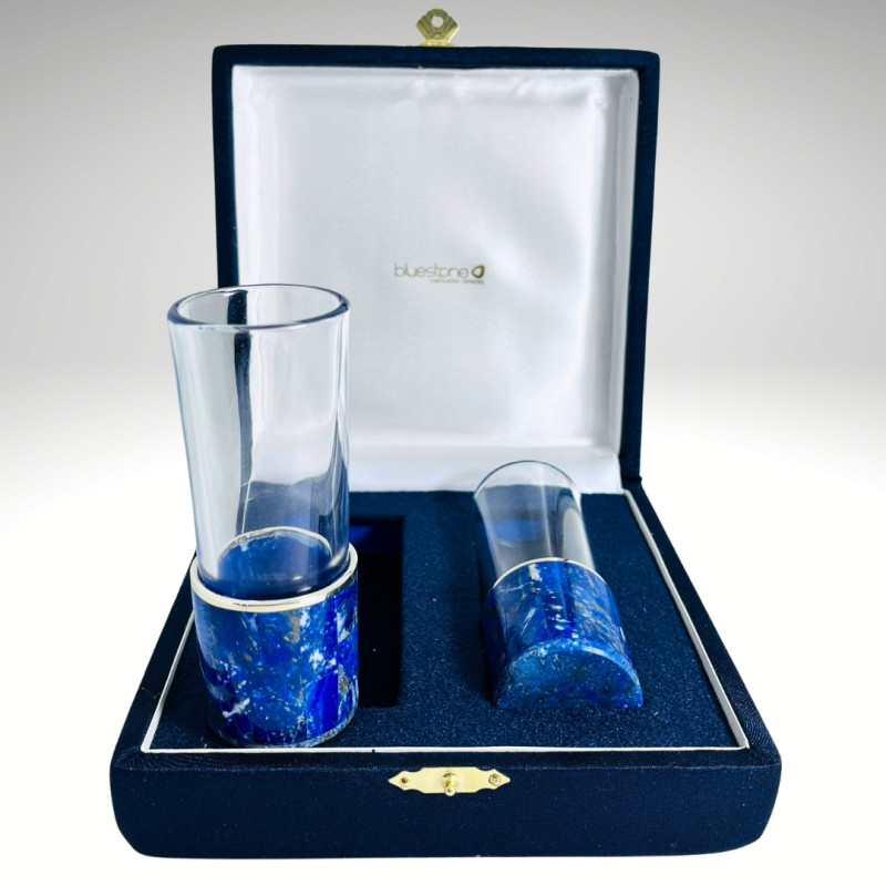 Set 2 Vasos Tequila en Cristal enchapado en Lapislázuli