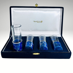 Set 4 Vasos Tequila en Cristal enchapado en Lapislázuli