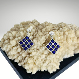 Aros Presión Colgante Cuadrado con Bolitas