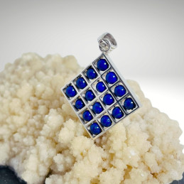 Colgante Cuadrado con 16 Bolitas de Lapislázuli