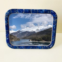 Portarretrato rectangular en Lapislázuli y Alpaca N°4 con Estuche