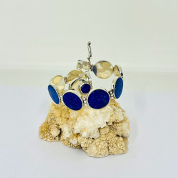 Pulsera Gozne Módulos Circulares en Lapislázuli