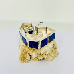 Pulsera Gozne Módulos Cuadrados en Lapislázuli