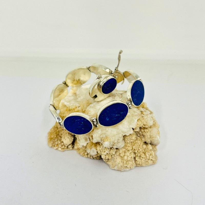Pulsera Gozne Módulos Ovalados en Lapislázuli