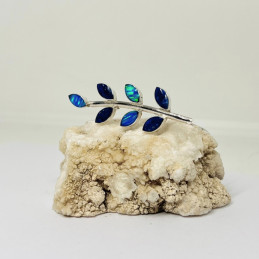 Prendedor Rama en Lapislázuli, Ópalo Azul y Plata Fina
