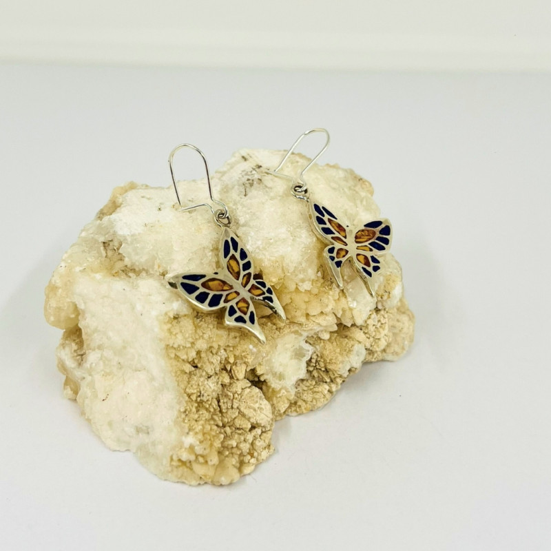 Aros Gancho Mariposa Mosaico en Diferentes Piedras