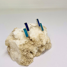 Aros Azteca en Lapislázuli y Crisocola