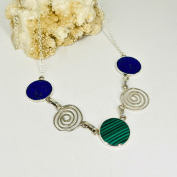 Semicollar Giro Loco en Lapislázuli y Malaquita