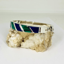 Pulsera Esclava con Cadena en Lapislázuli y Malaquita