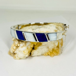 Pulsera Esclava con Cadena en Lapislázuli y Madre Perla