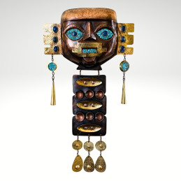 Máscara Diaguita en Cobre con Aplicaciones en Bronce
