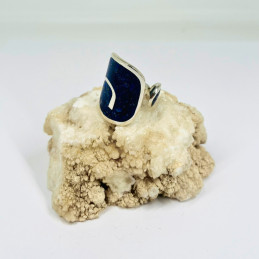 Anillo Espiral Ajustable en Plata y Lapislázuli