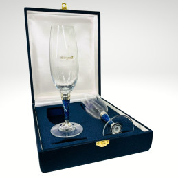 Set Par de Copas de Champagne con Aplicación en Lapislázuli